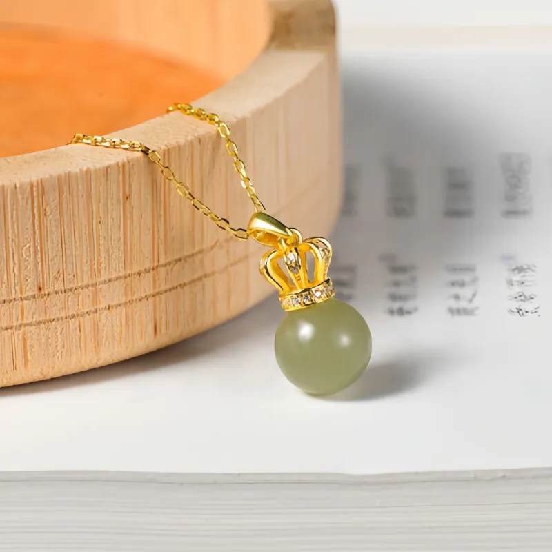YUFANGCHUN Necklaces Pale Greenish White Jade Women's-3