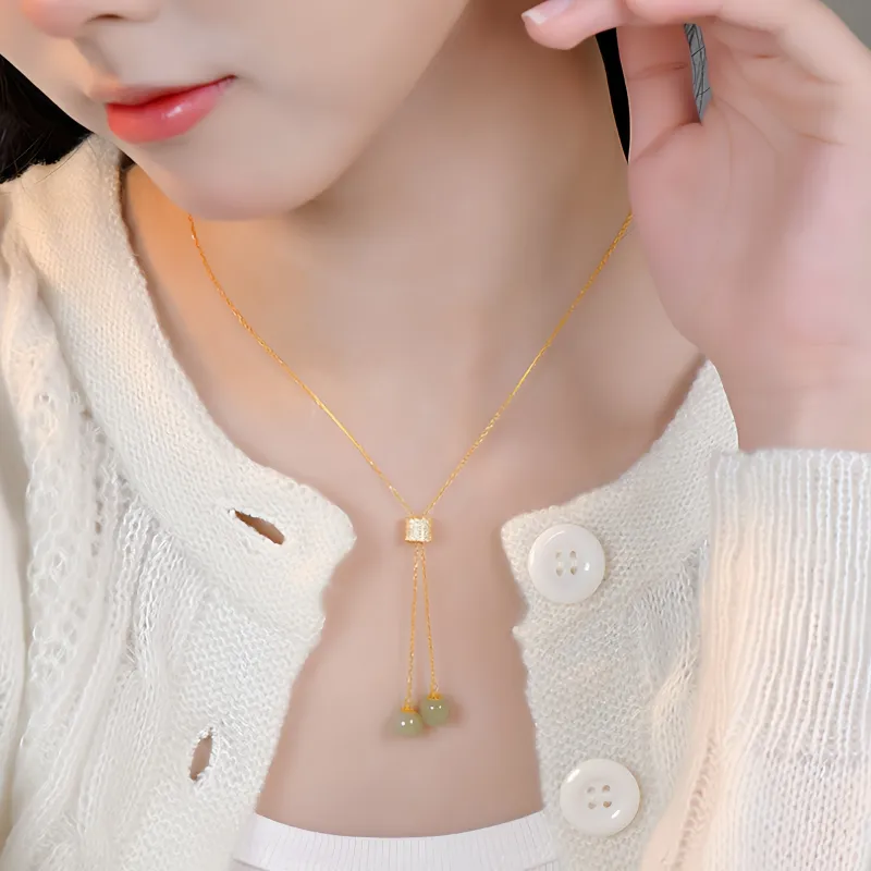 YUFANGCHUN Hetian Jade Necklaces Pale Greenish White Jade Women's-1
