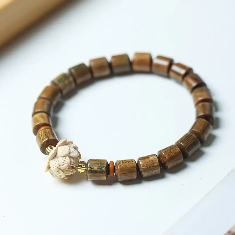 YUFANGCHUN Green Sandalwood Wooden Bracelets Unisex-4