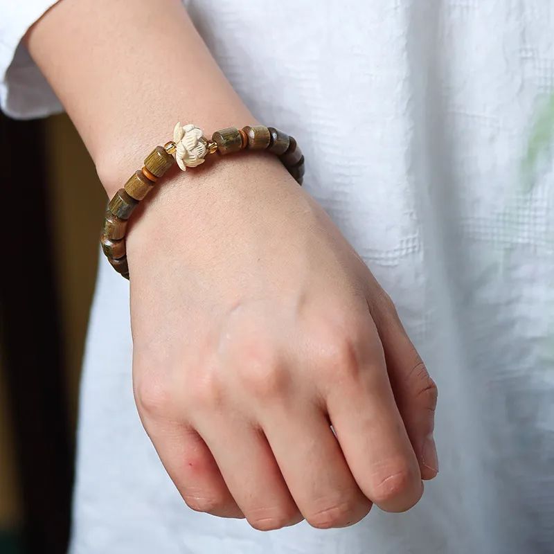 YUFANGCHUN Green Sandalwood Wooden Bracelets Unisex-2