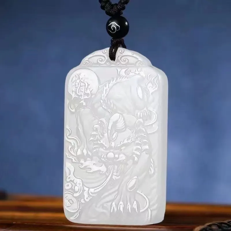 YUFANGCHUN Golden Silk Jade Carved Pendant Necklace Unisex-2