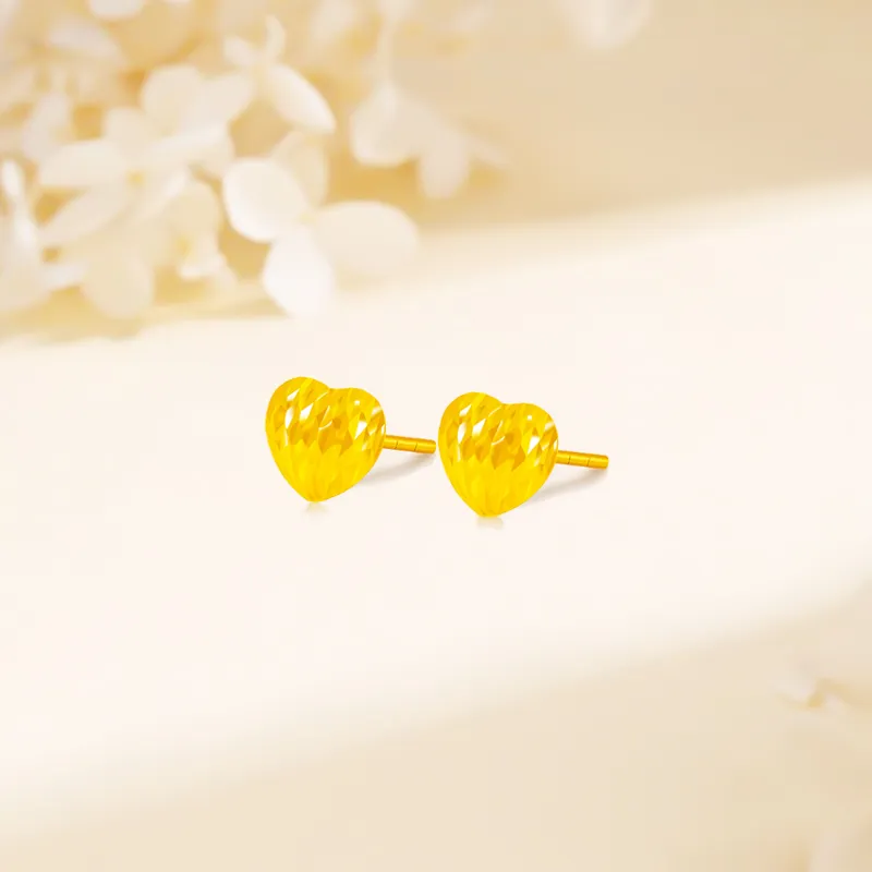 Lao Feng Xiang 18K Gold Stud Earrings Women's-1