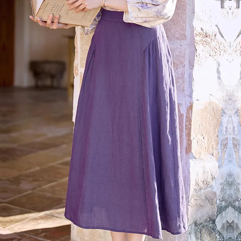 HONGNIAN Casual Long Skirts Women's Purple-2