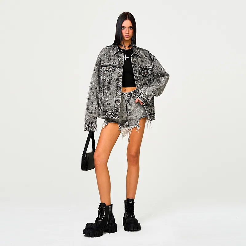 SMFK Denim Shorts Women's Dusty Gray-2