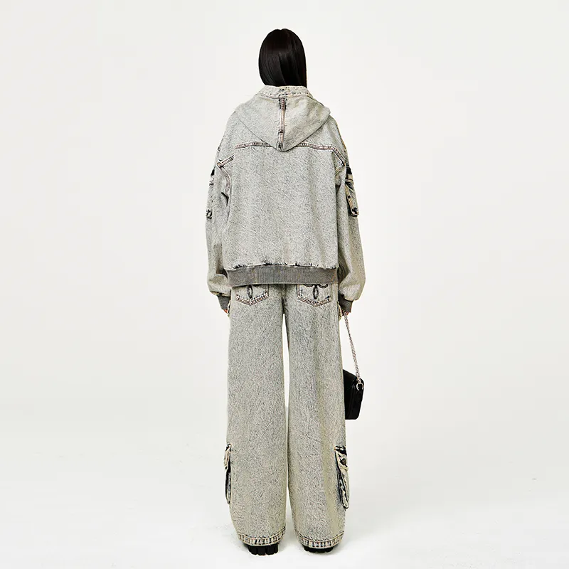 SMFK Denim Jacket Unisex White Snowflake-5