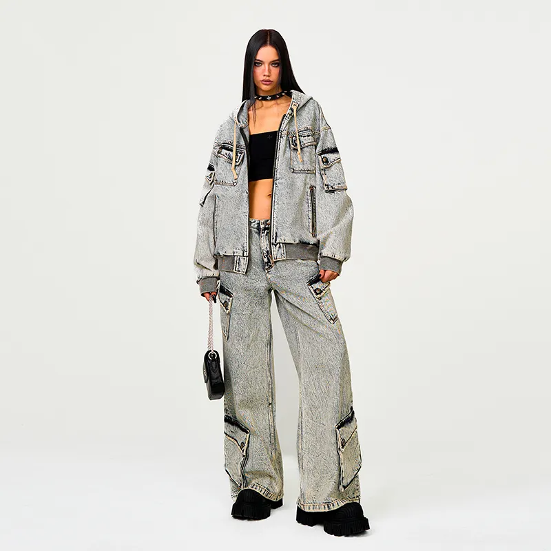 SMFK Denim Jacket Unisex White Snowflake-6