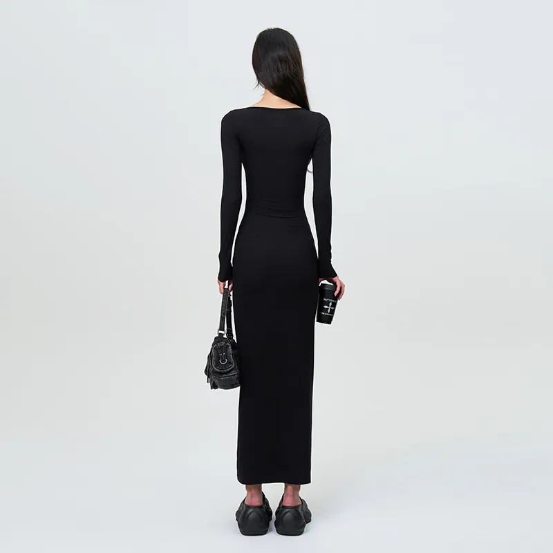 SMFK Long Sleeved Dresses Women's Wilderness Black-2