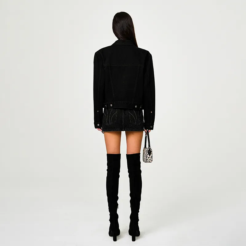 SMFK Denim Short Skirts Women's Black Denim-7