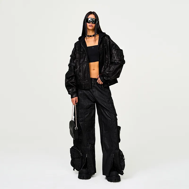 SMFK Cargo Pants Unisex Oil-Based Black-2