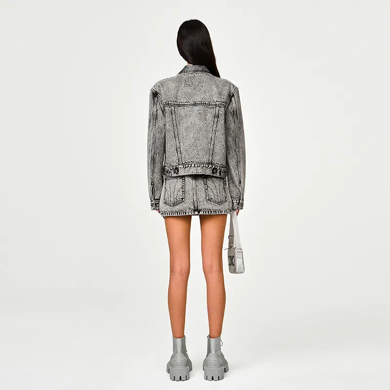 SMFK Denim Short Skirts Women's Dusty Gray-7