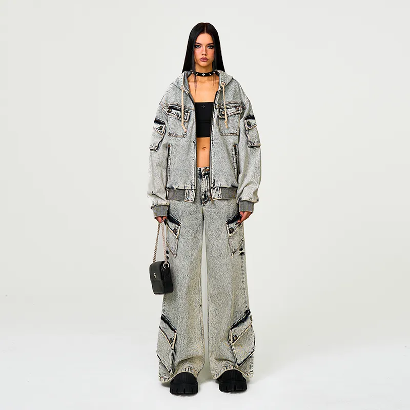SMFK Denim Jacket Unisex White Snowflake-4