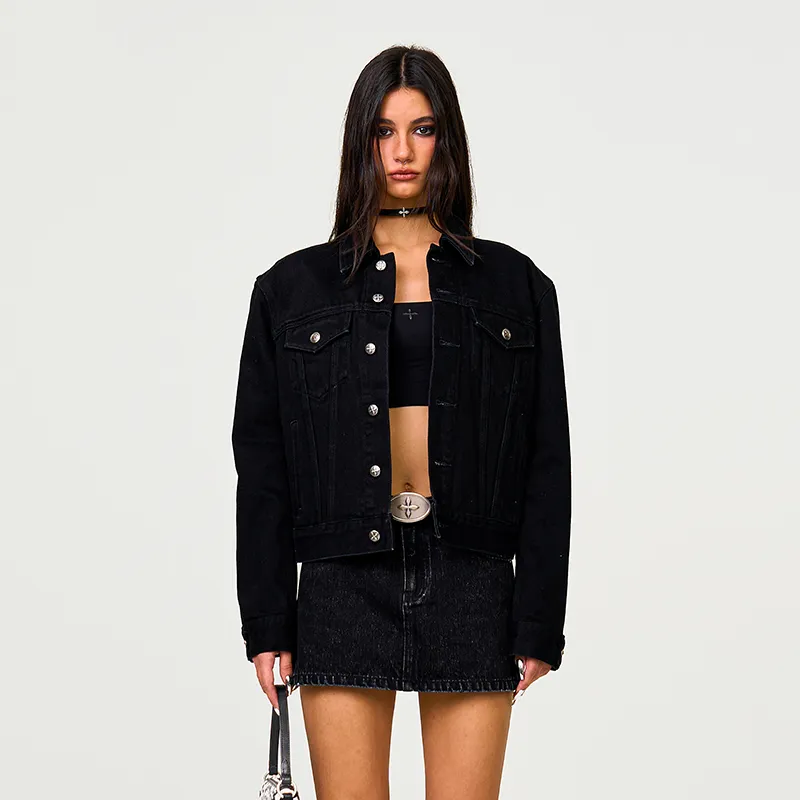 SMFK Denim Short Skirts Women's Black Denim-4