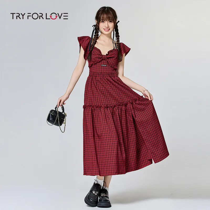 Tryforlove Couple Set Unisex Red Plaid-3