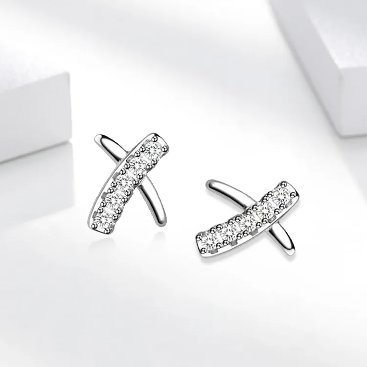 ROGA 925 Silver Needles Stud Earrings Women's-2