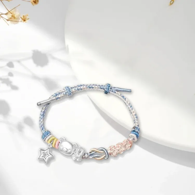 Sterling Silver S999 Fine Silver Material Rope Bracelet Accessory Unisex-3
