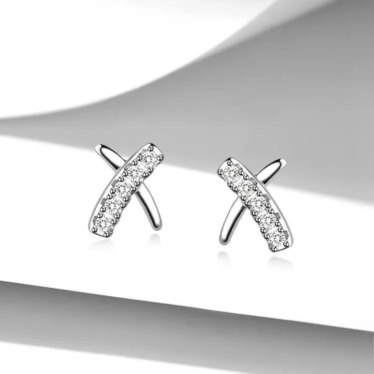 ROGA 925 Silver Needles Stud Earrings Women's-1