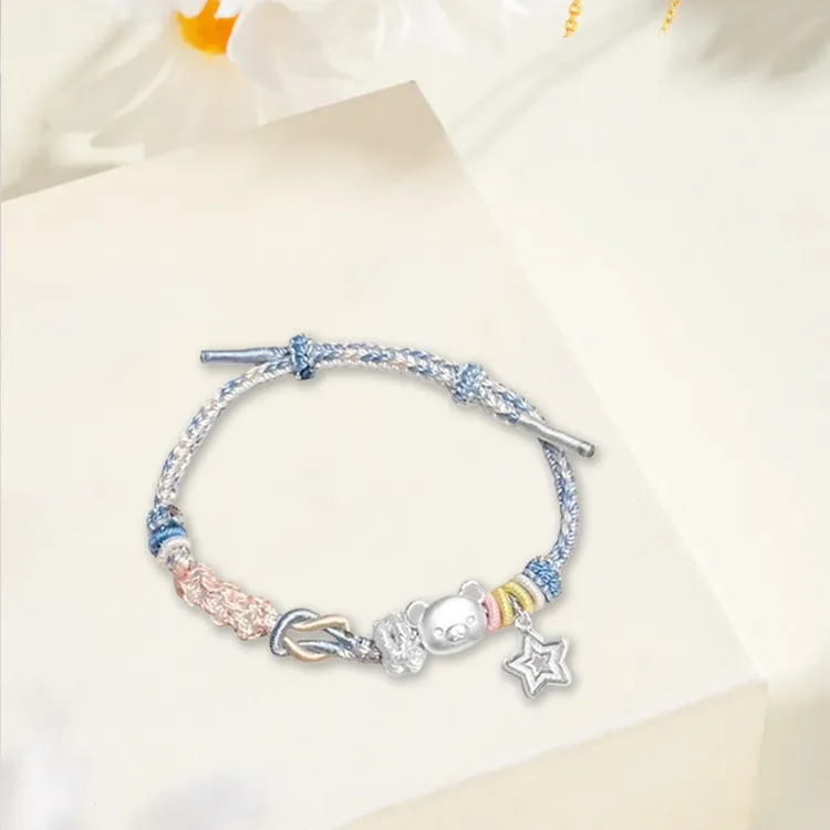 Sterling Silver S999 Fine Silver Material Rope Bracelet Accessory Unisex-4