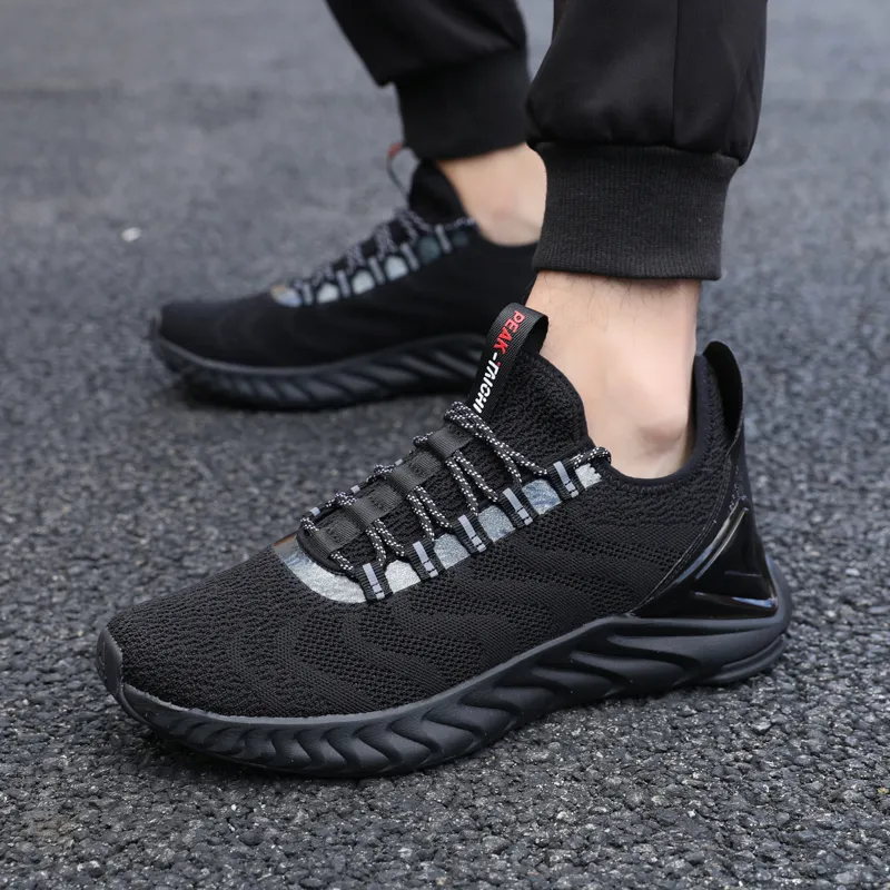 PEAK Tai Ji1.0 Cushioning Breathable Coverage Low Top Running Shoes Men's All Black-6