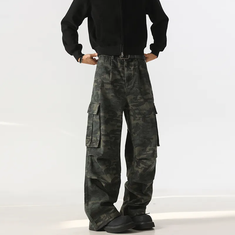 UPXIW Jeans Unisex Green Camouflage-3
