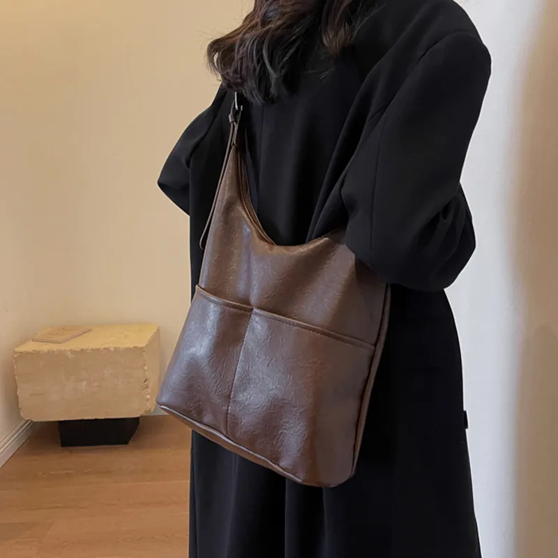 Tonlion PU Shoulder Bag Regular Women's Black/Coffee-8
