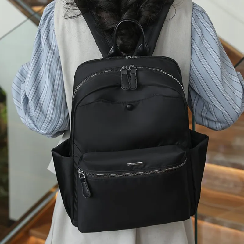Tonlion Nylon Backpack Regular Women's Ecru/Black-7