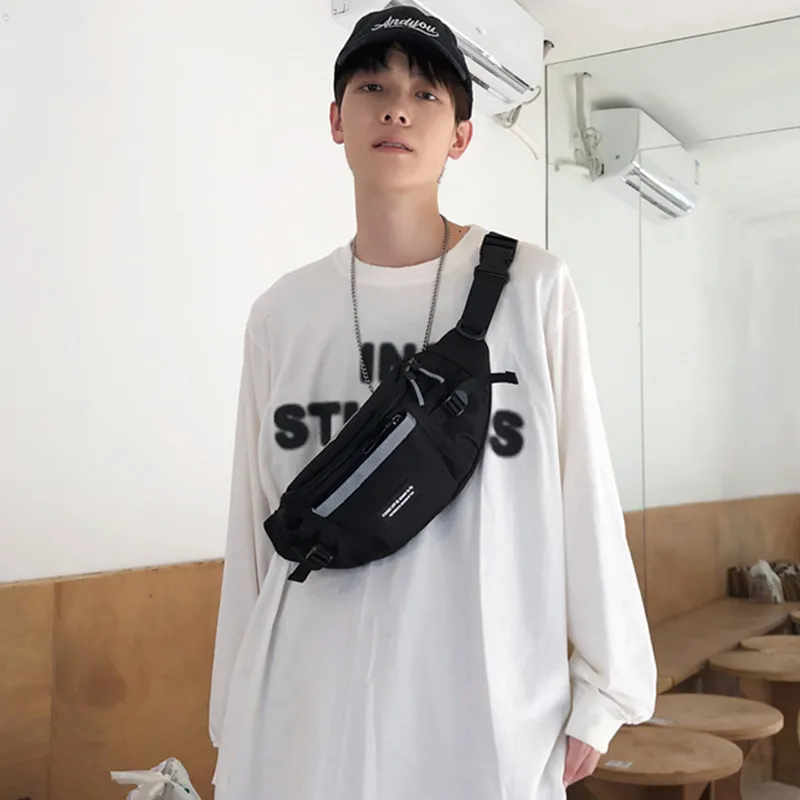 Tonlion Nylon Fabric Crossbody Bag Shoulder Bag Sling Bag Unisex White/Black-5