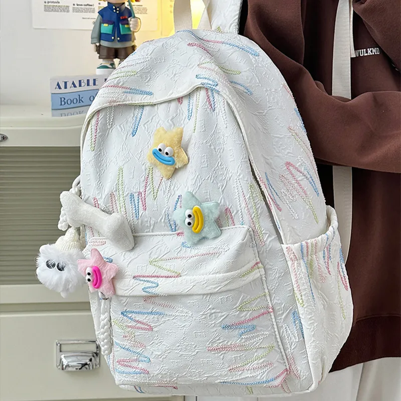 Tonlion Nylon Backpack Regular Unisex White-4