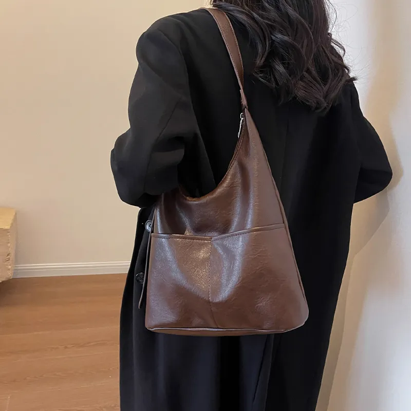 Tonlion PU Shoulder Bag Regular Women's Black/Coffee-6