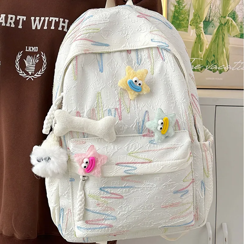 Tonlion Nylon Backpack Regular Unisex White-3