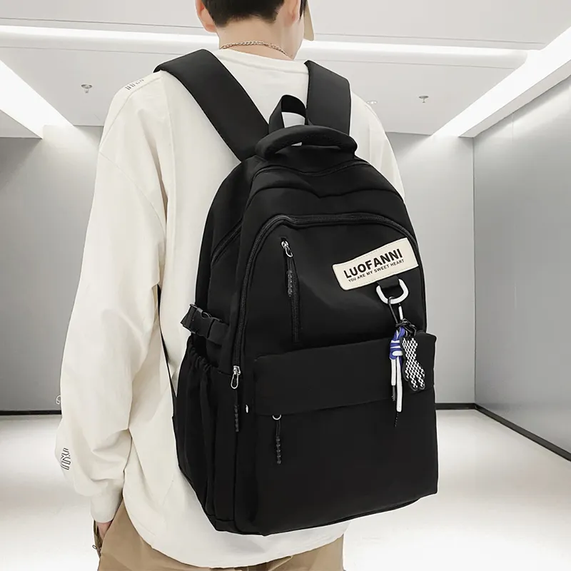 Tonlion Nylon Backpack Regular Unisex White/Black-4