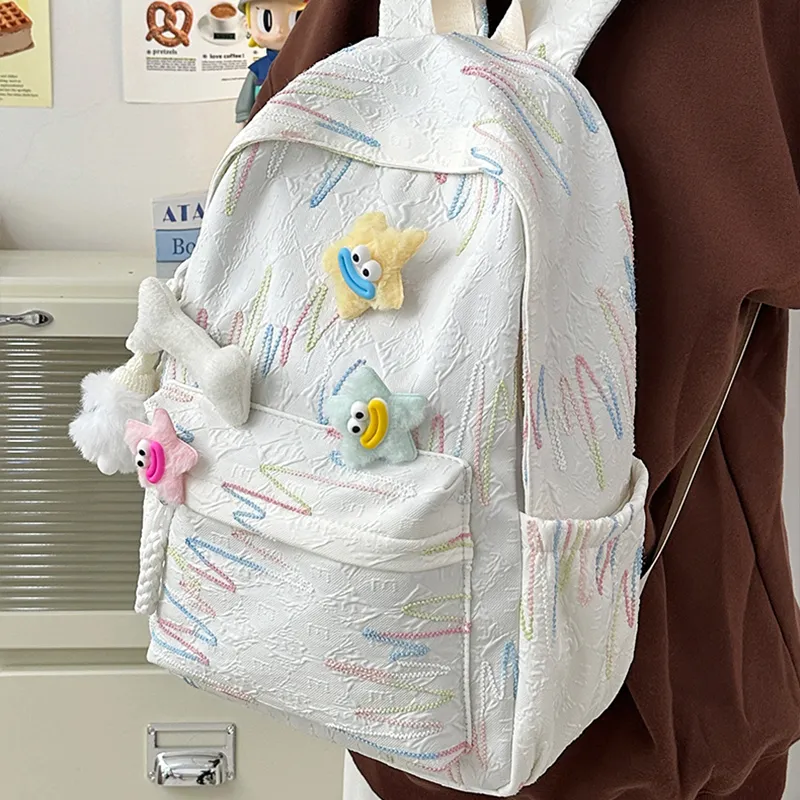Tonlion Nylon Backpack Regular Unisex White-5