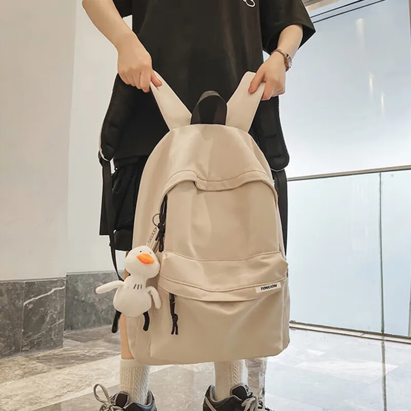 Tonlion Nylon Backpack Large Size Unisex White/Black-2
