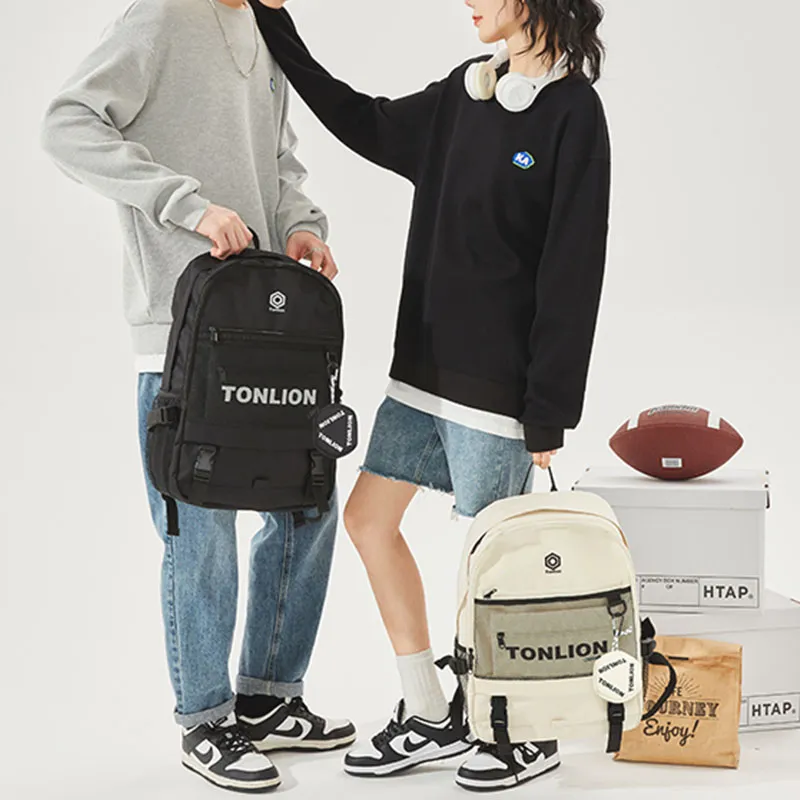 Tonlion Oxford Backpack Regular Unisex Black White-4