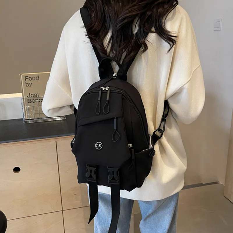 Tonlion Fabric Shoulder Bag, Crossbody Bag, Backpack Unisex Black-4