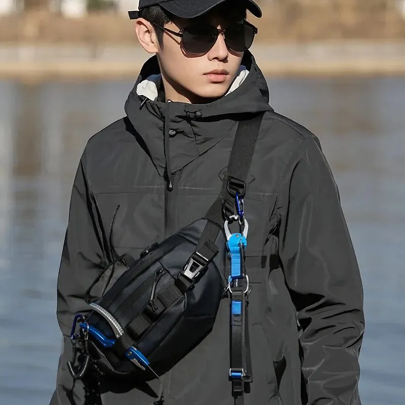 Tonlion PU Sling Bag Unisex Black-4