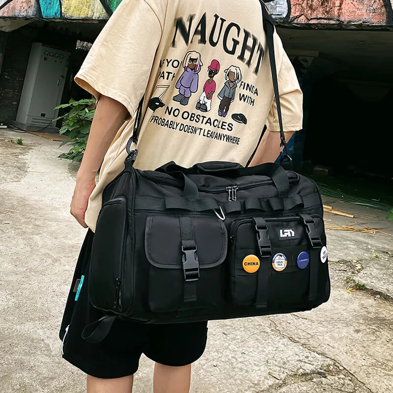 Tonlion Nylon Gym Bag Large Size Unisex Black-2