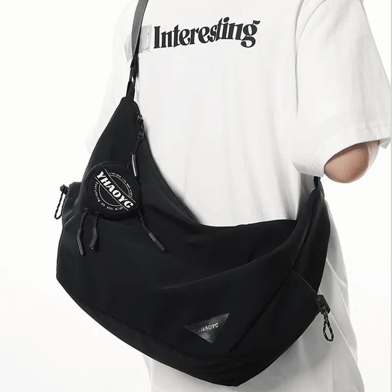Tonlion Nylon Shoulder Bag Unisex White/Black-2