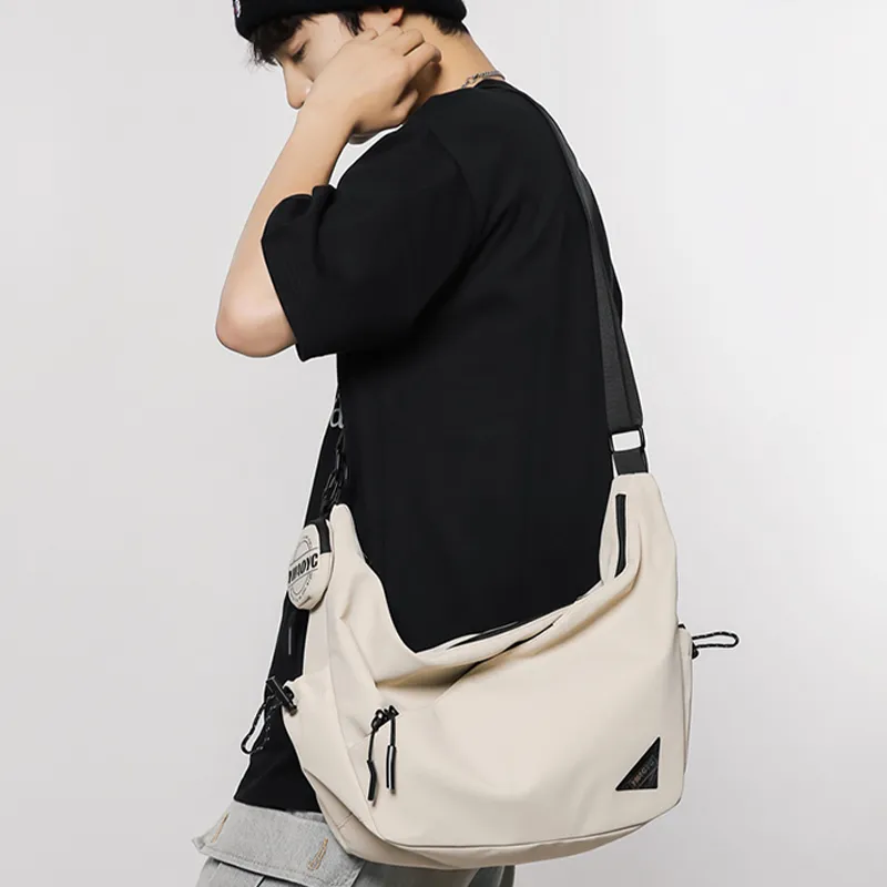 Tonlion Nylon Shoulder Bag Unisex White/Black-6