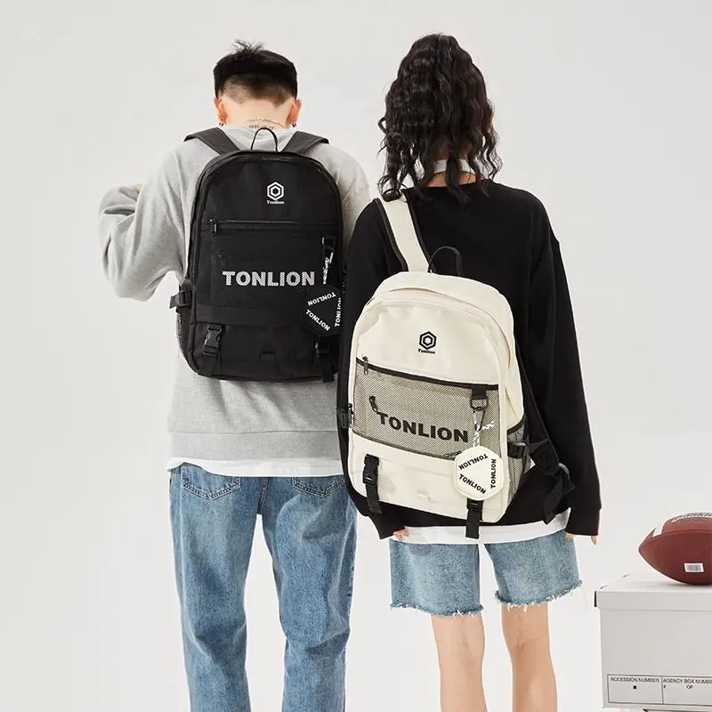 Tonlion Oxford Backpack Regular Unisex Black White-1