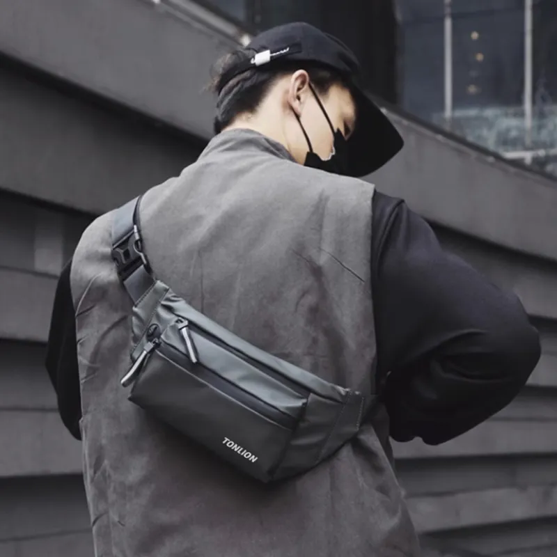Tonlion PU Sling Bag Men's Black-2