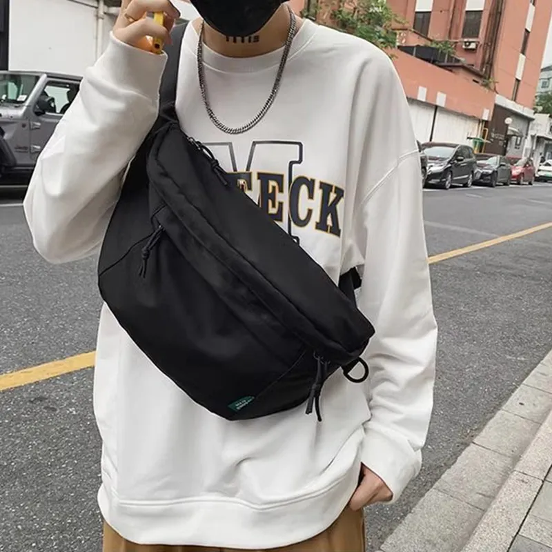 Tonlion Nylon Sling Bag Unisex White/Black-2
