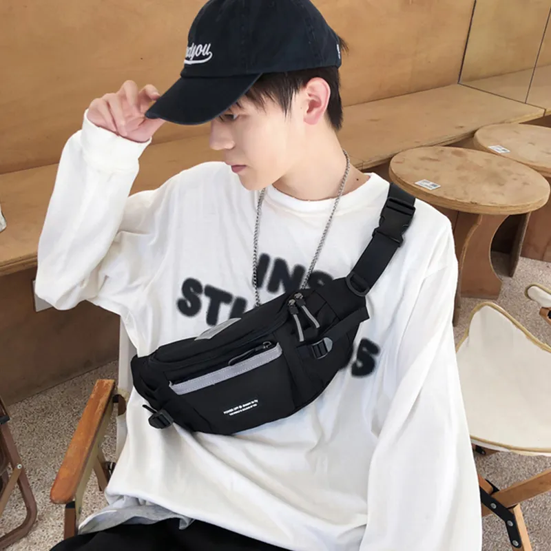 Tonlion Nylon Fabric Crossbody Bag Shoulder Bag Sling Bag Unisex White/Black-7
