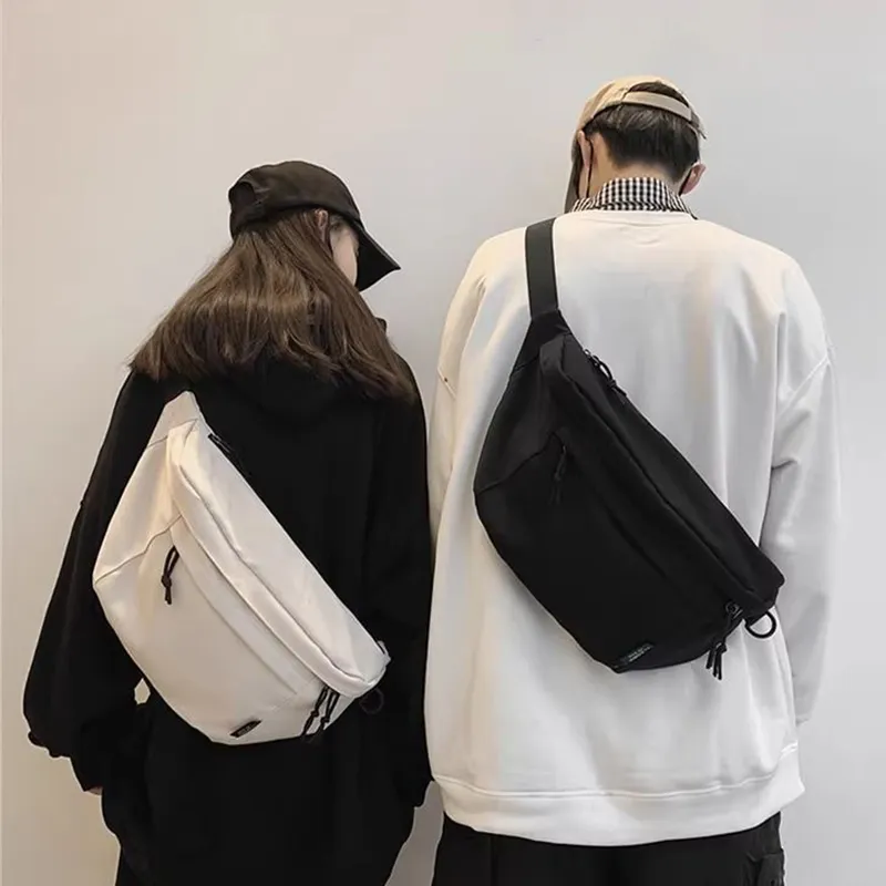 Tonlion Nylon Sling Bag Unisex White/Black-6