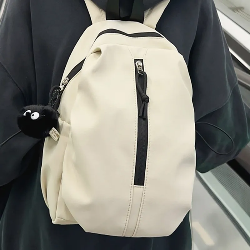 Tonlion Nylon Backpack Unisex White/Black-7