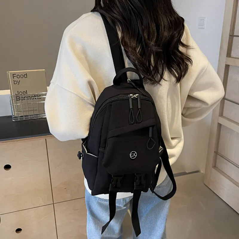 Tonlion Fabric Shoulder Bag, Crossbody Bag, Backpack Unisex Black-3