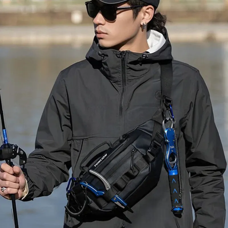 Tonlion PU Sling Bag Unisex Black-3
