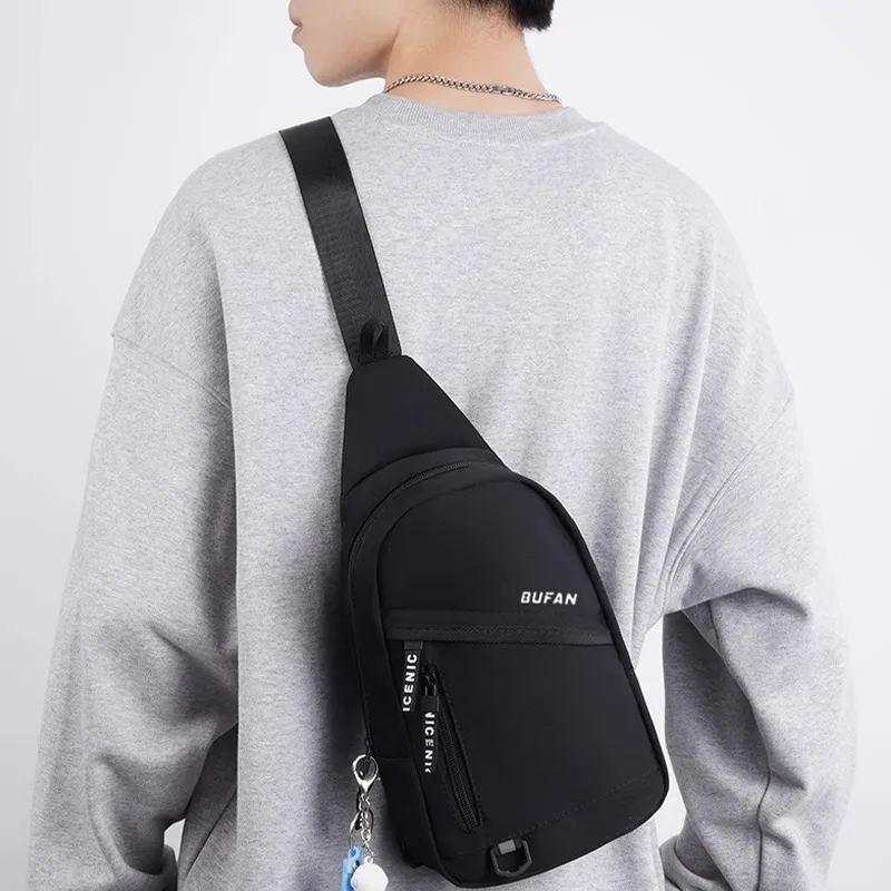 Tonlion Nylon Sling Bag Regular Unisex Black/White-5