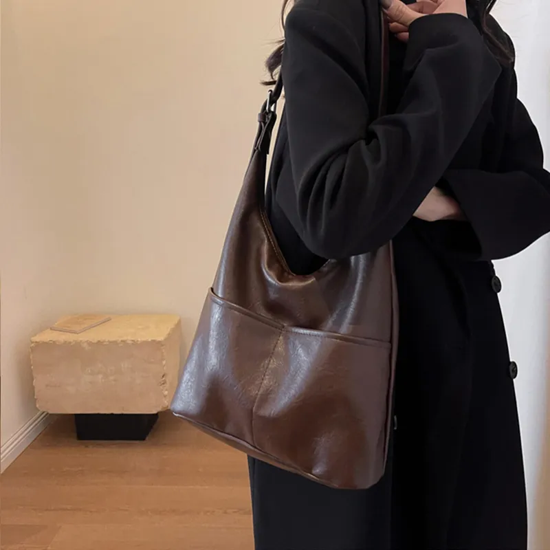 Tonlion PU Shoulder Bag Regular Women's Black/Coffee-7