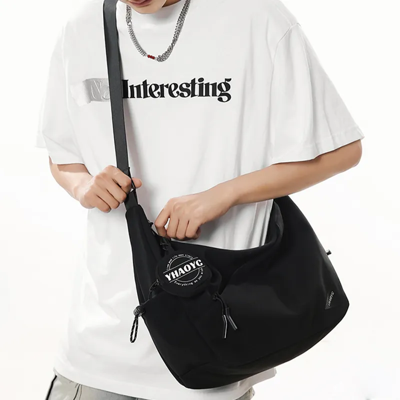 Tonlion Nylon Shoulder Bag Unisex White/Black-3