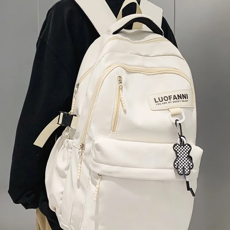 Tonlion Nylon Backpack Regular Unisex White/Black-7